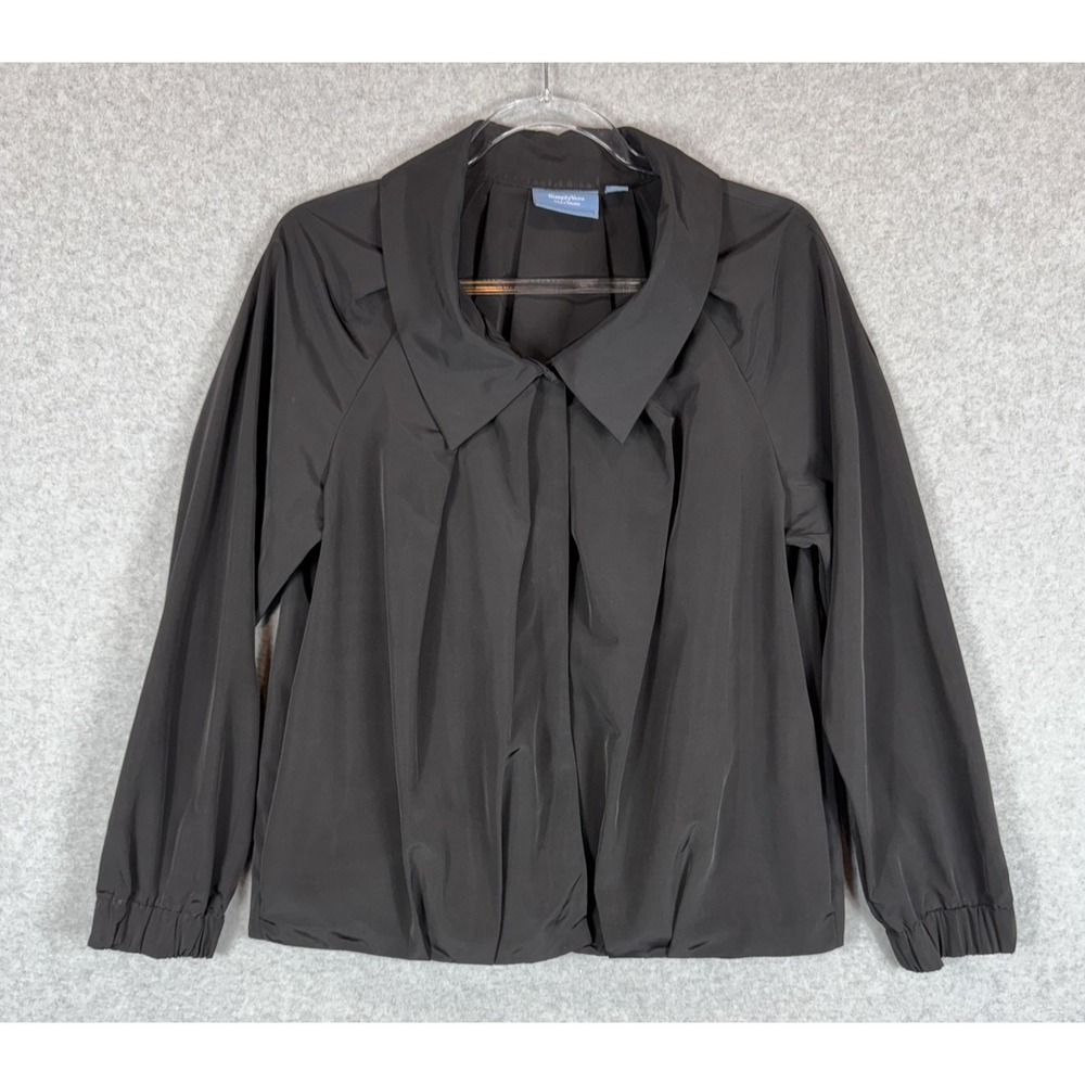 Simply Vera Vera Wang Jacket Womens Medium Pleated Collar Button Up Pockets